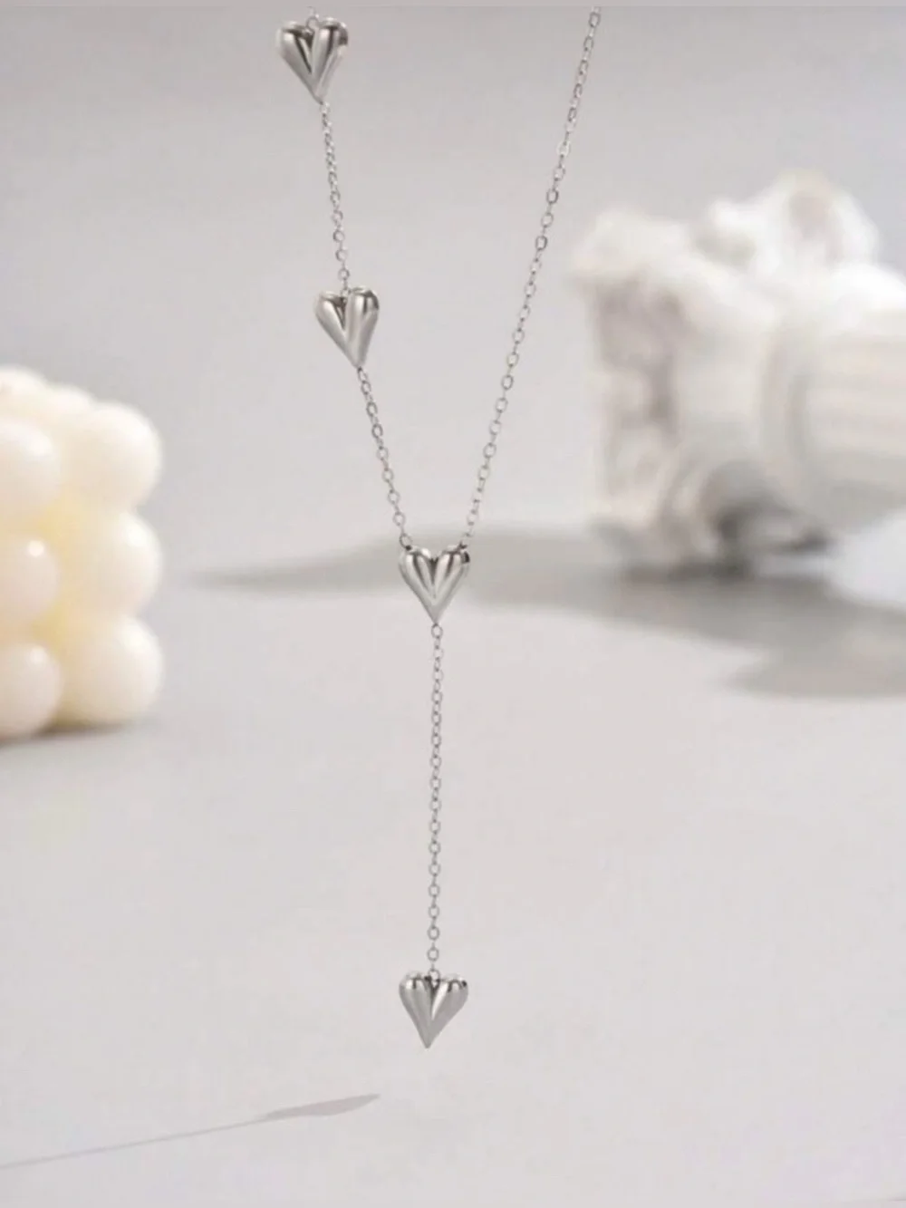 Silver Plated Stainless Steel Heart Y-Necklace | Tarnish Resistant